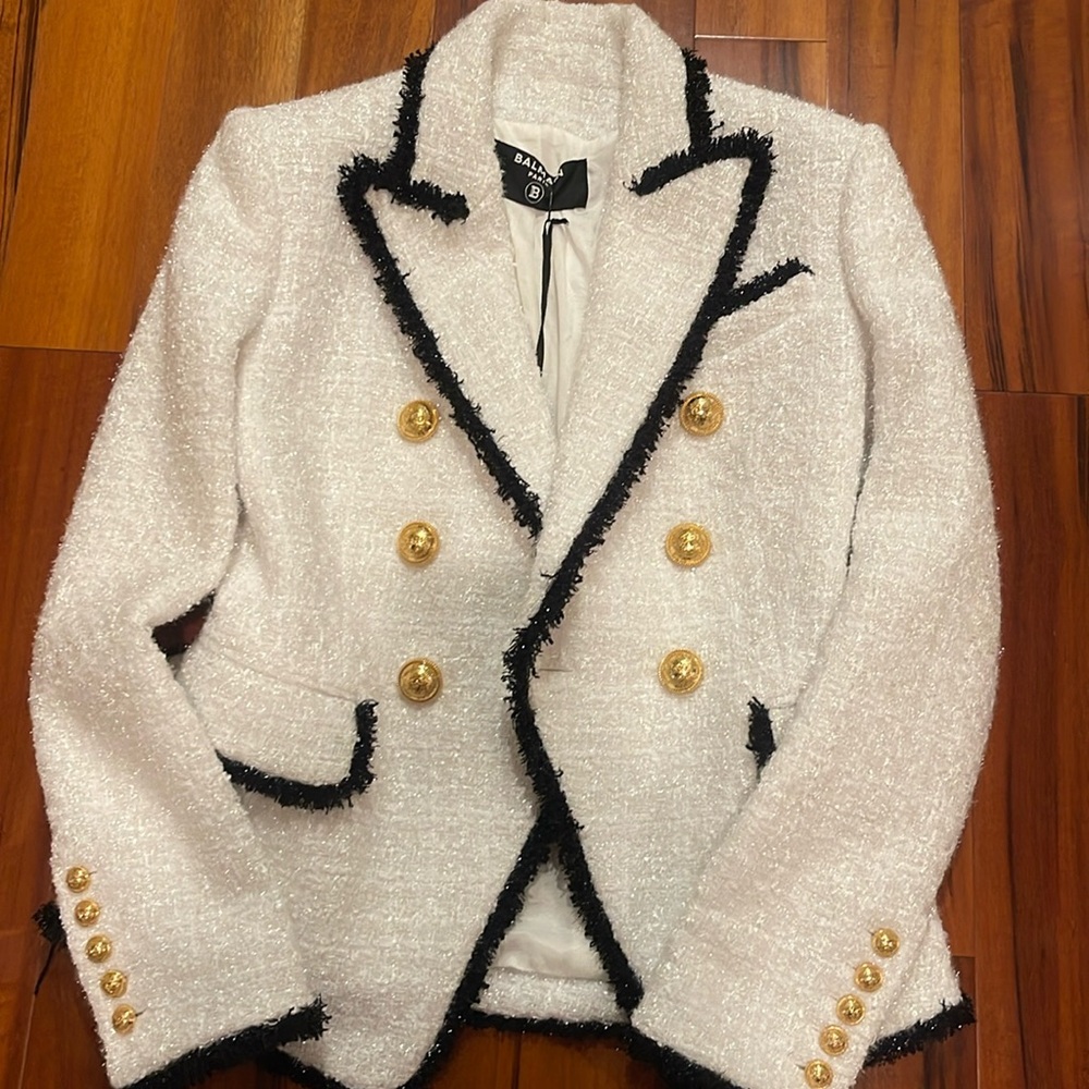 Balmain White and Black Women's Jacket